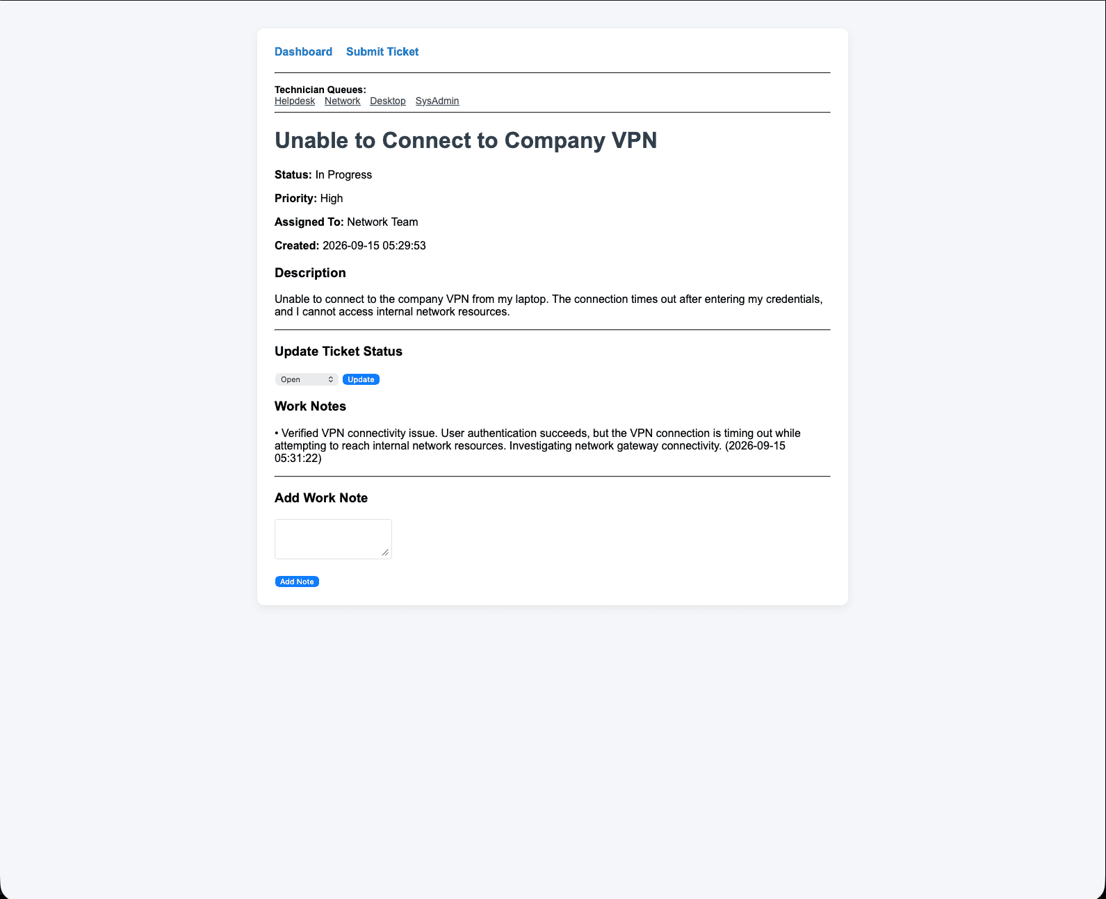 ITSM Ticketing System